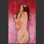 Nudo di donna con sfondo rosso