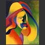 Volto di donna a colori astratto